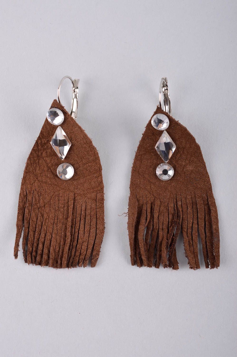 Handmade earrings leather earrings designer accessory unusual jewelry gift ideas photo 3