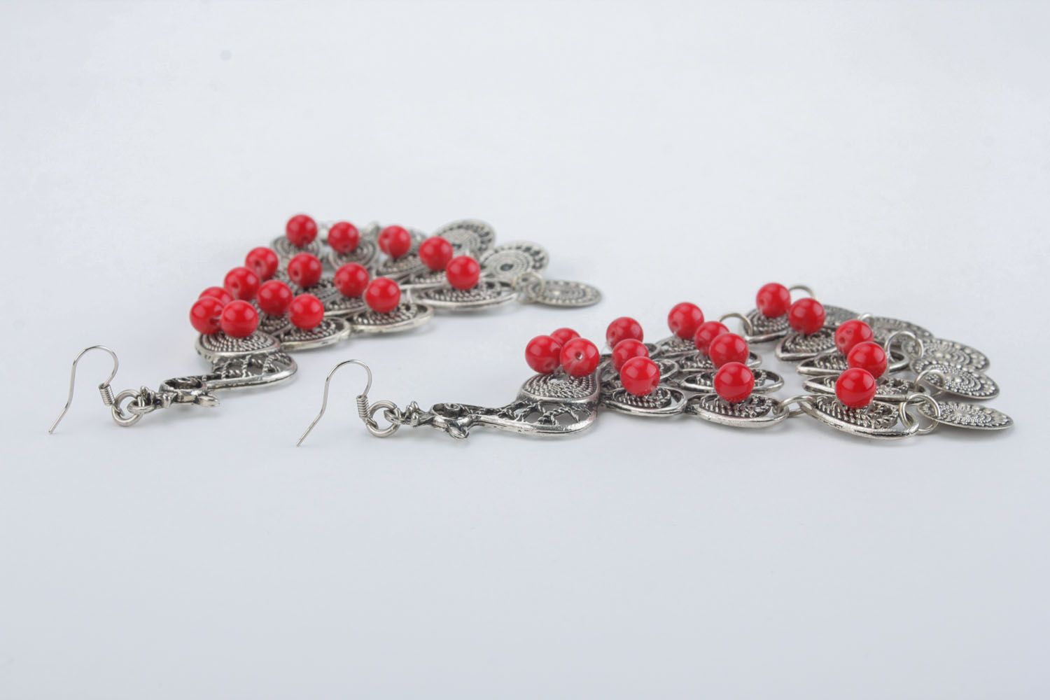 Earrings with coral charms Firebird photo 3