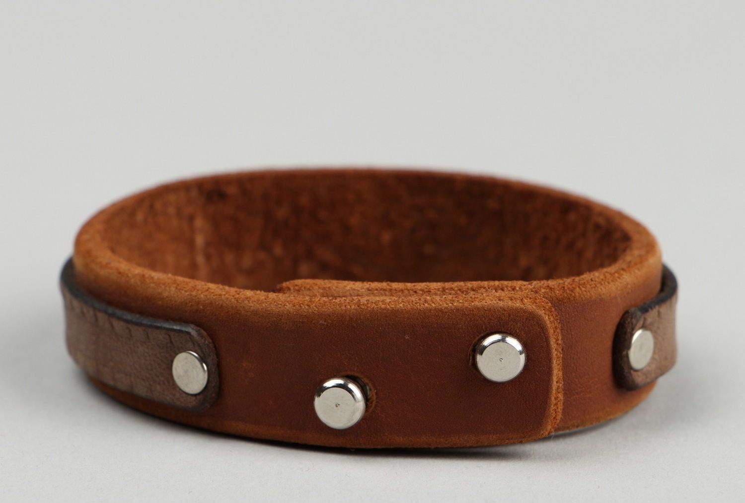 Brown leather bracelet for the arm  photo 2