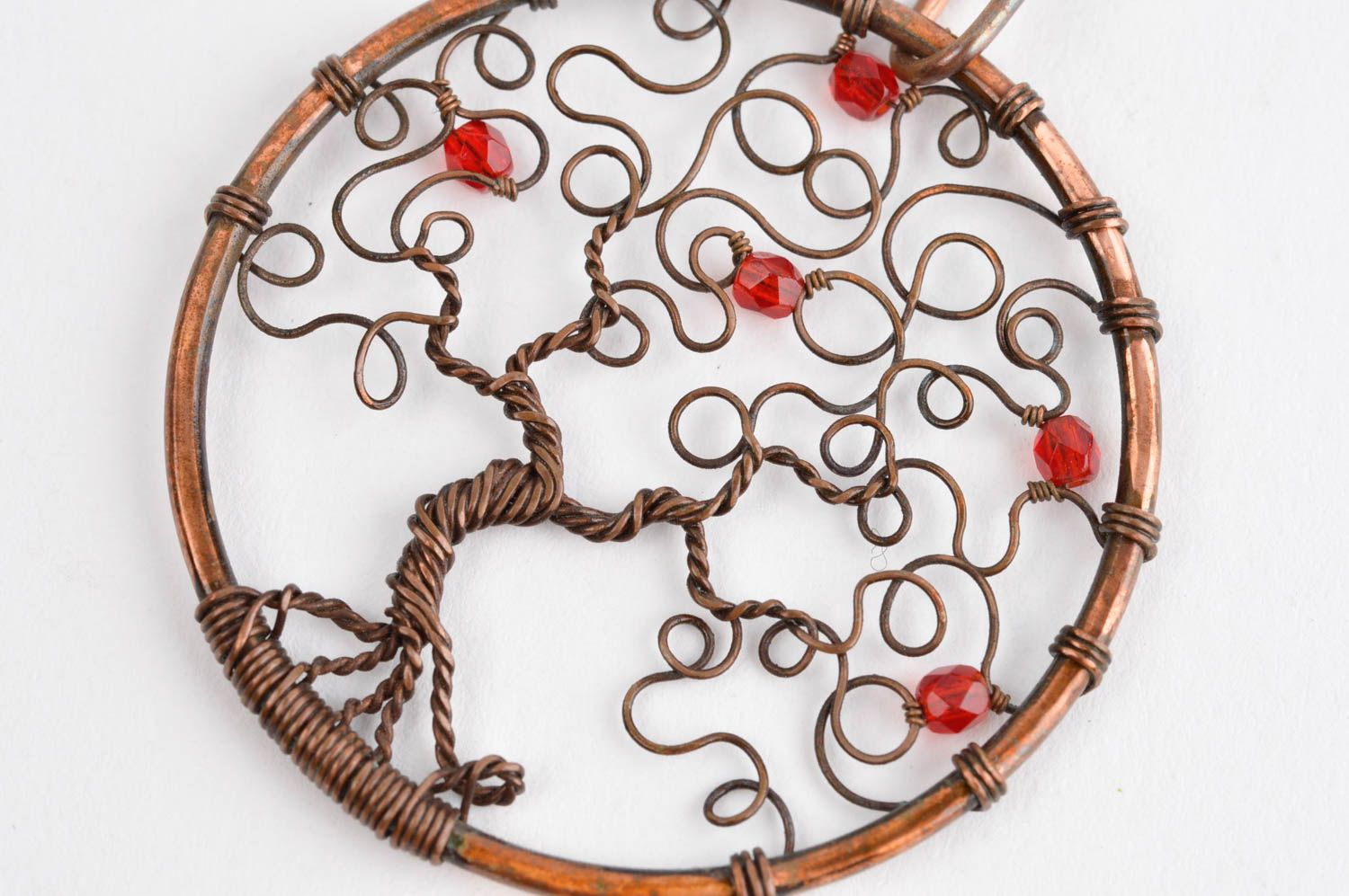 Украшение ручной работы украшение из меди женский кулон Дерево в круге фото 5
