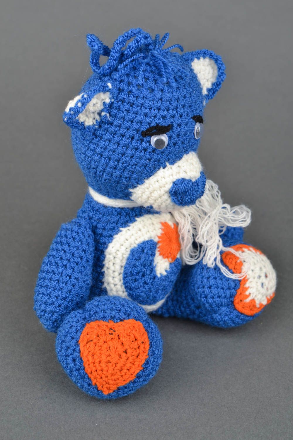 Jouet décoratif tricoté artisanal Ours bleu photo 1