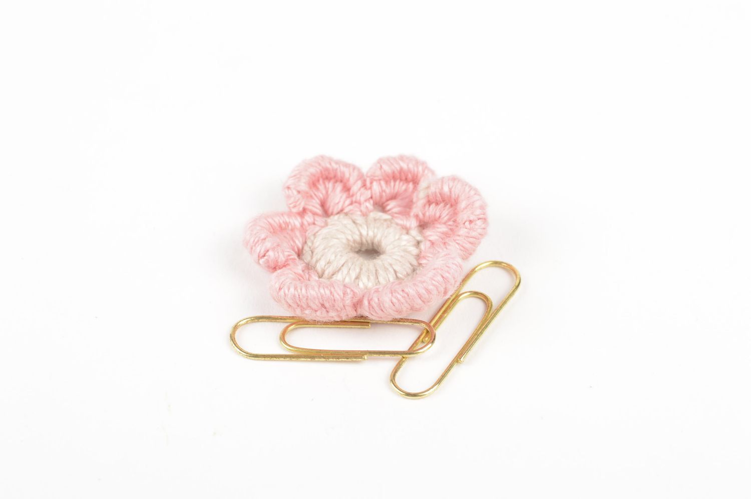Fleur tricot fait main Fourniture bijoux rose clair au crochet Loisirs créatifs photo 5