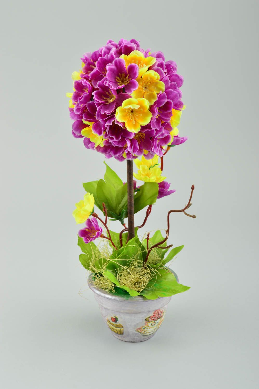 Topiario de flores artesanl regalo original elemento decorativo color lila foto 4