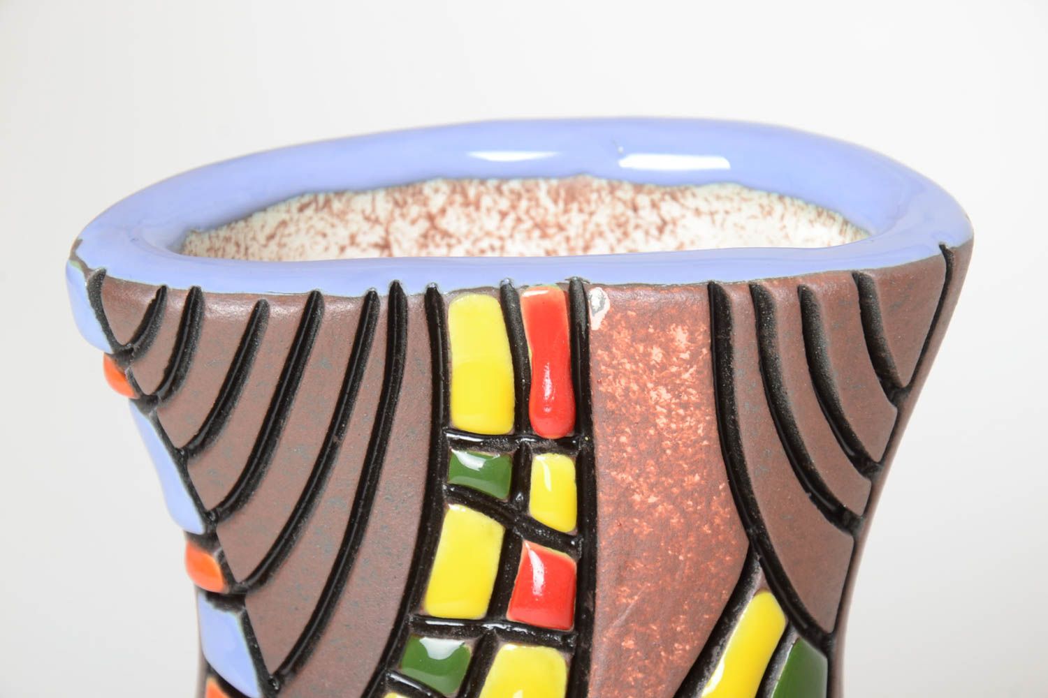 Vase décoratif céramique Vase fait main multicolore design Décoration maison photo 3