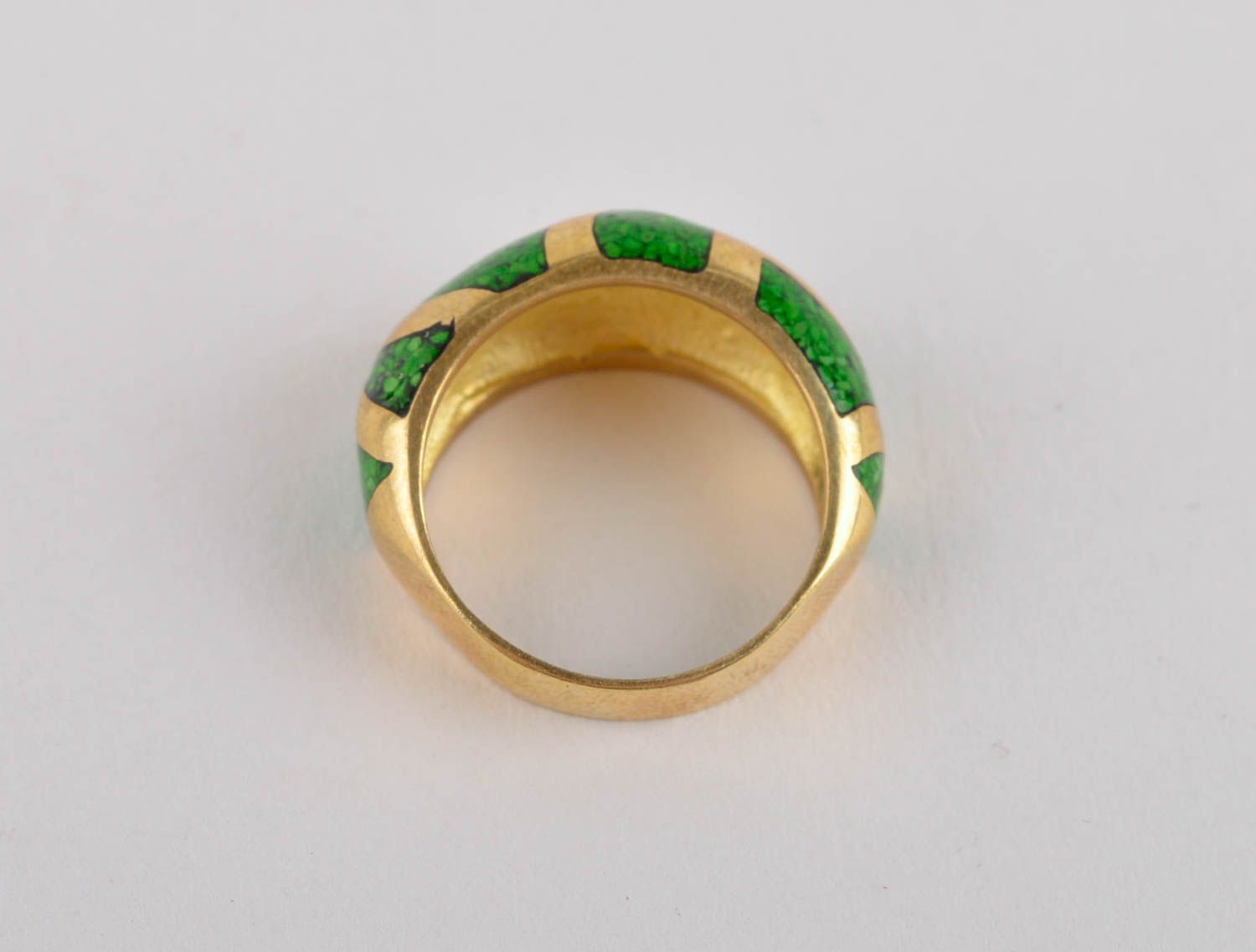 Кольцо ручной работы украшение из латуни модное кольцо зеленое с самоцветами фото 4