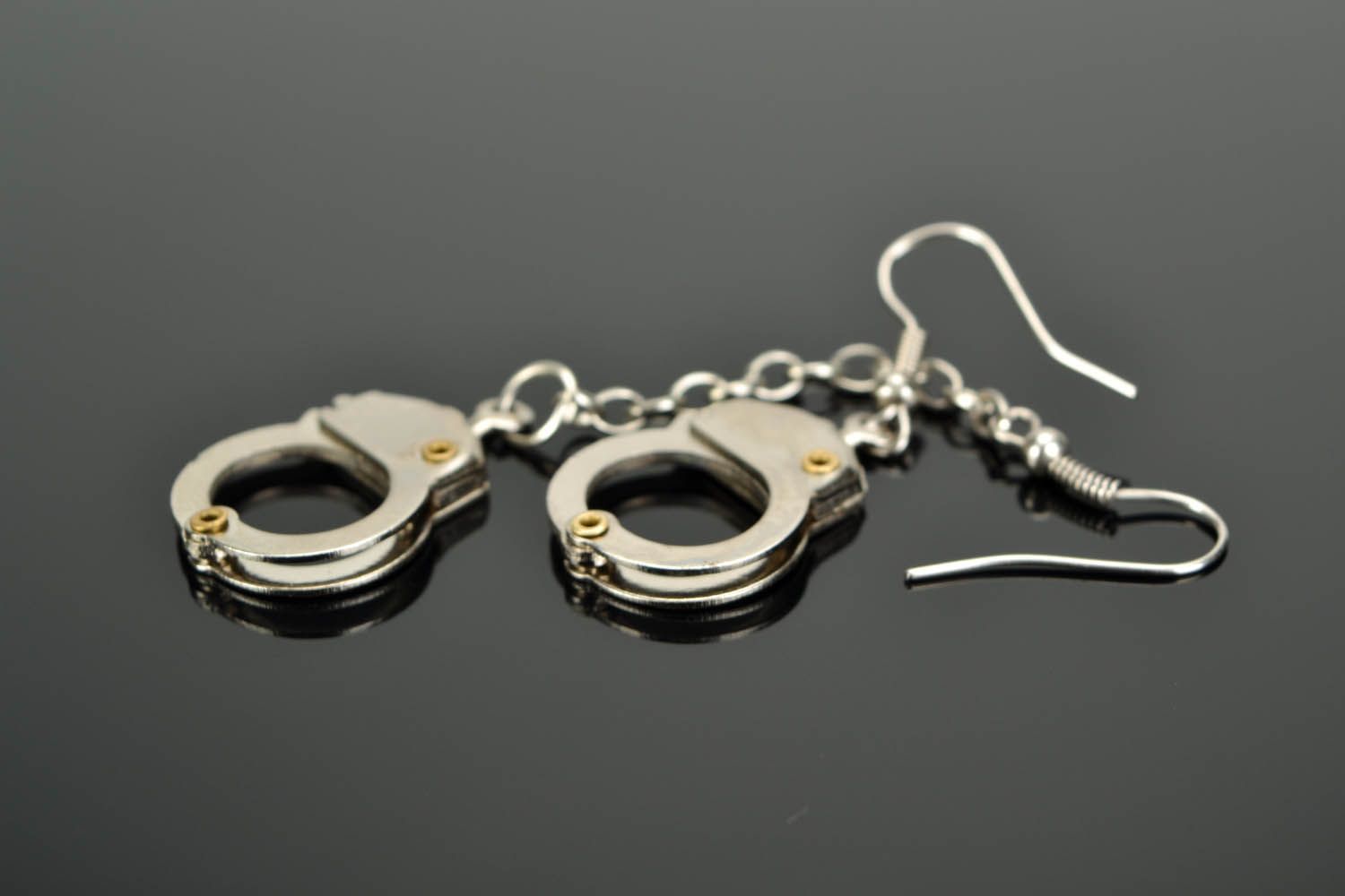 Metal earrings Handcuffs photo 1