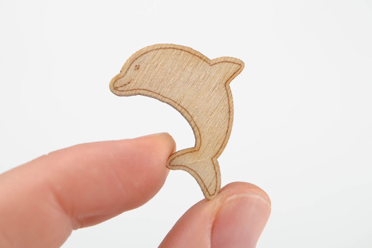 Handgemachte Miniatur Figur kleine Figur zum Bemalen Holz Rohling Delfin  foto 2