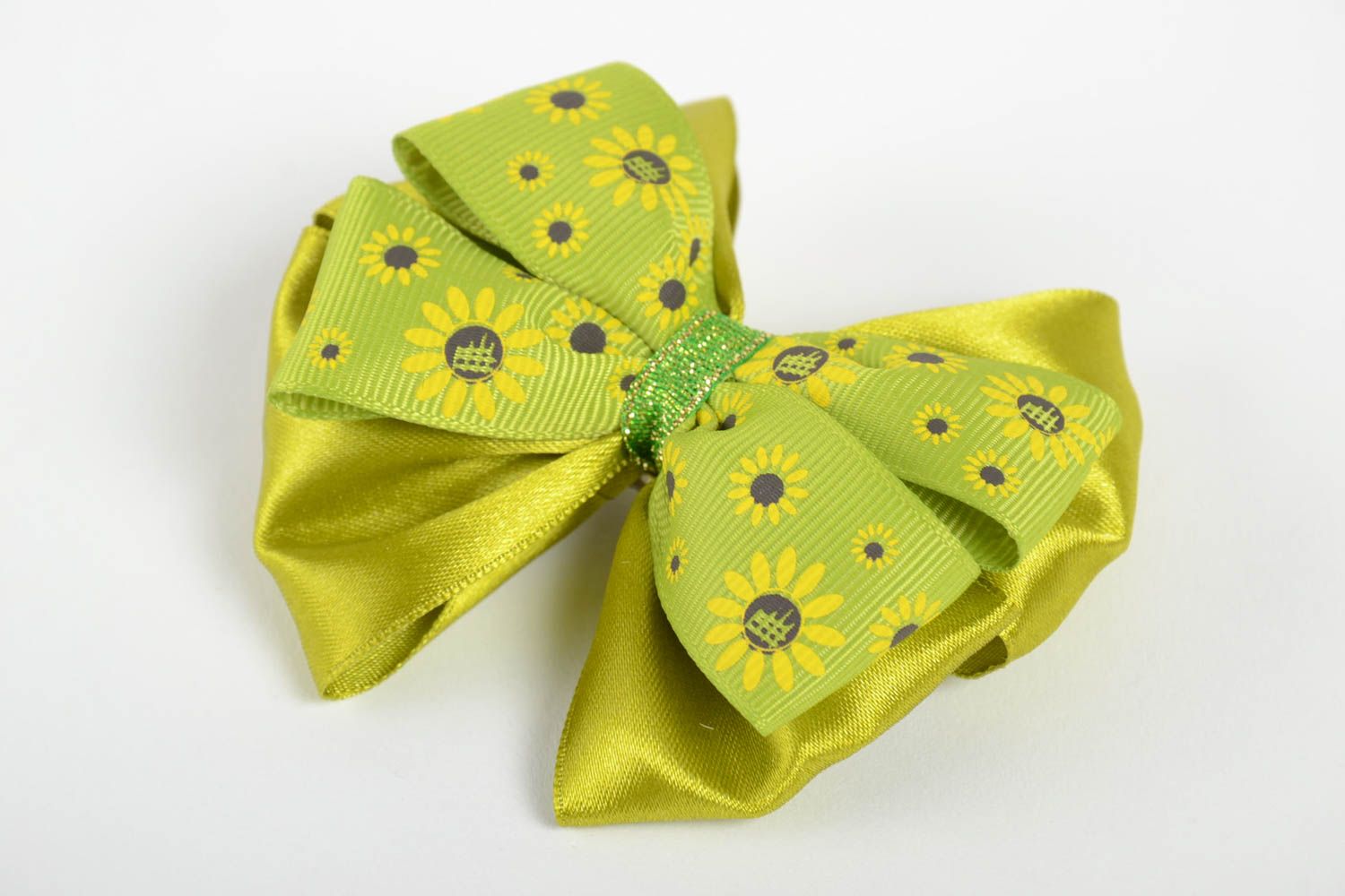 Handmade satin ribbon hair bow designer bow hair clip elegant hair gifts for her photo 2