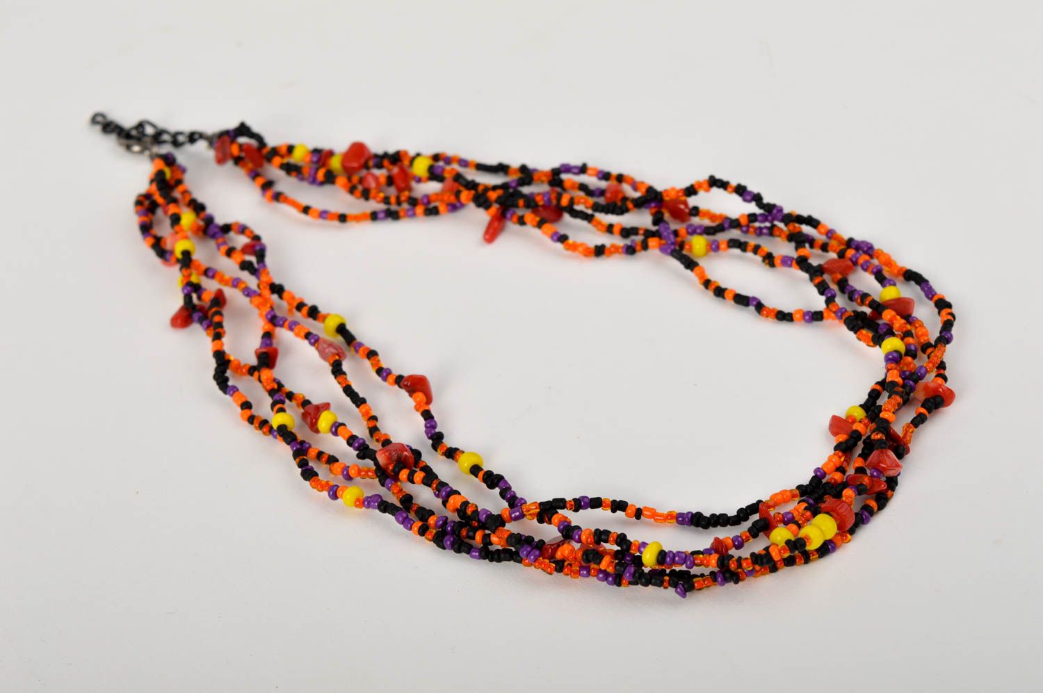 Unusual handmade beaded necklace multirow bead necklace bead weaving ideas photo 5