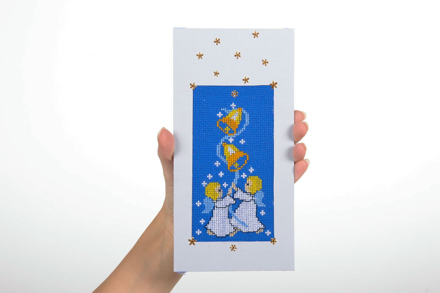Cartolina d'auguri fatta a mano con ricamo a punto croce oggetto originale  foto 5
