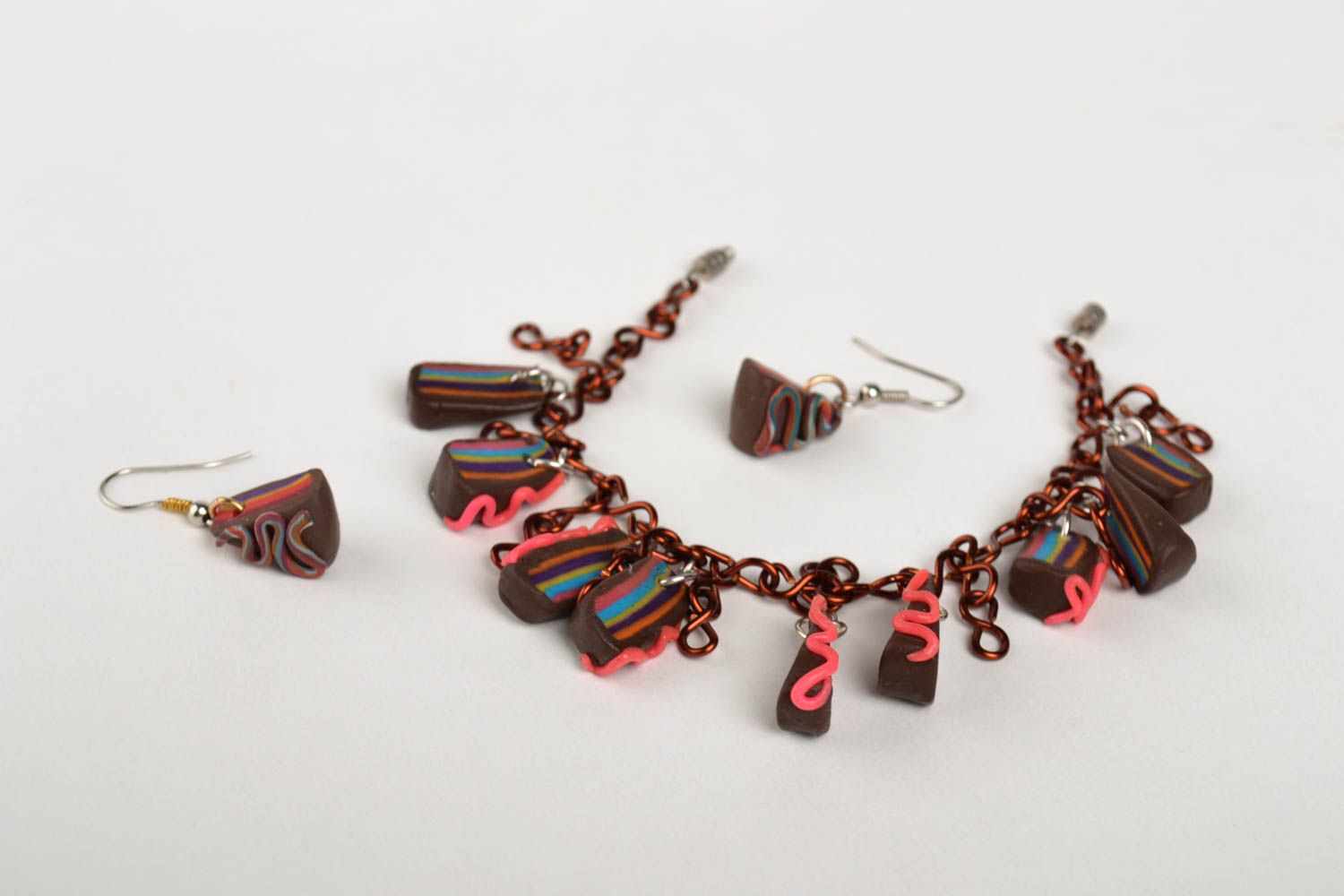 Handmade designer cute earrings stylish wrist bracelet elegant jewelry set photo 2