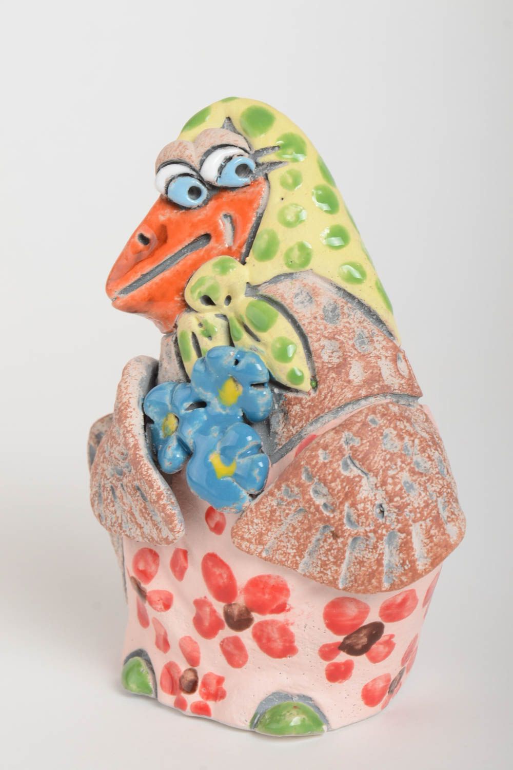 Tirelire fait main Figurine oiseau en argile pour enfant Cadeau original Pie photo 2