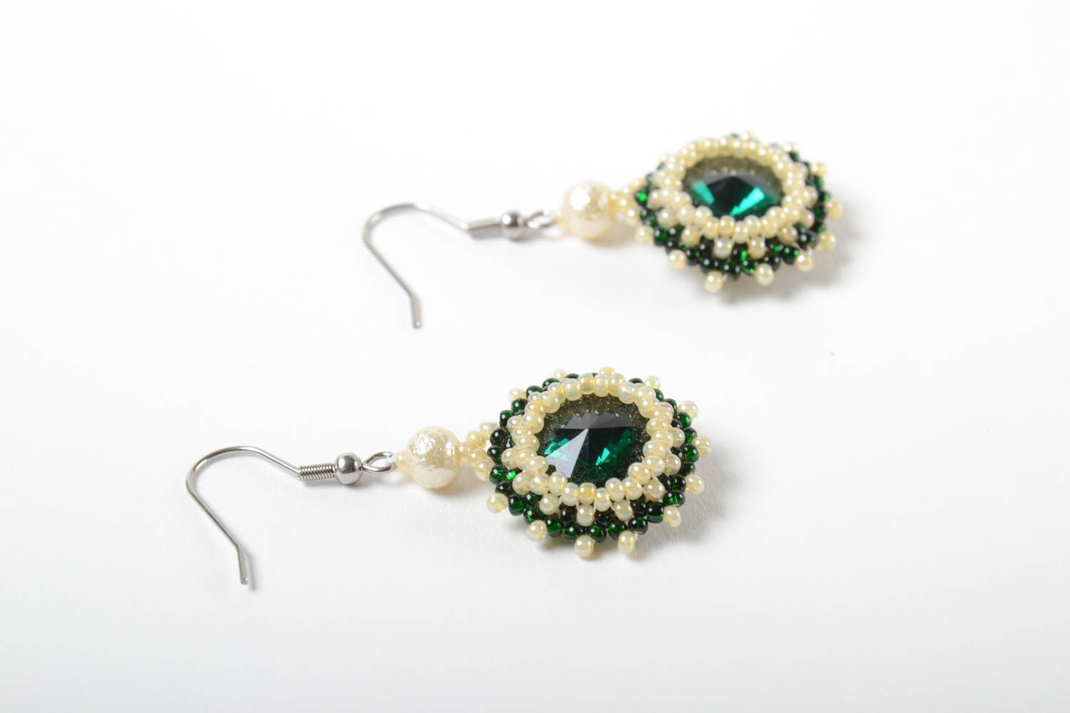 Elegant handmade beaded earrings evening earrings with beads womens jewelry photo 3