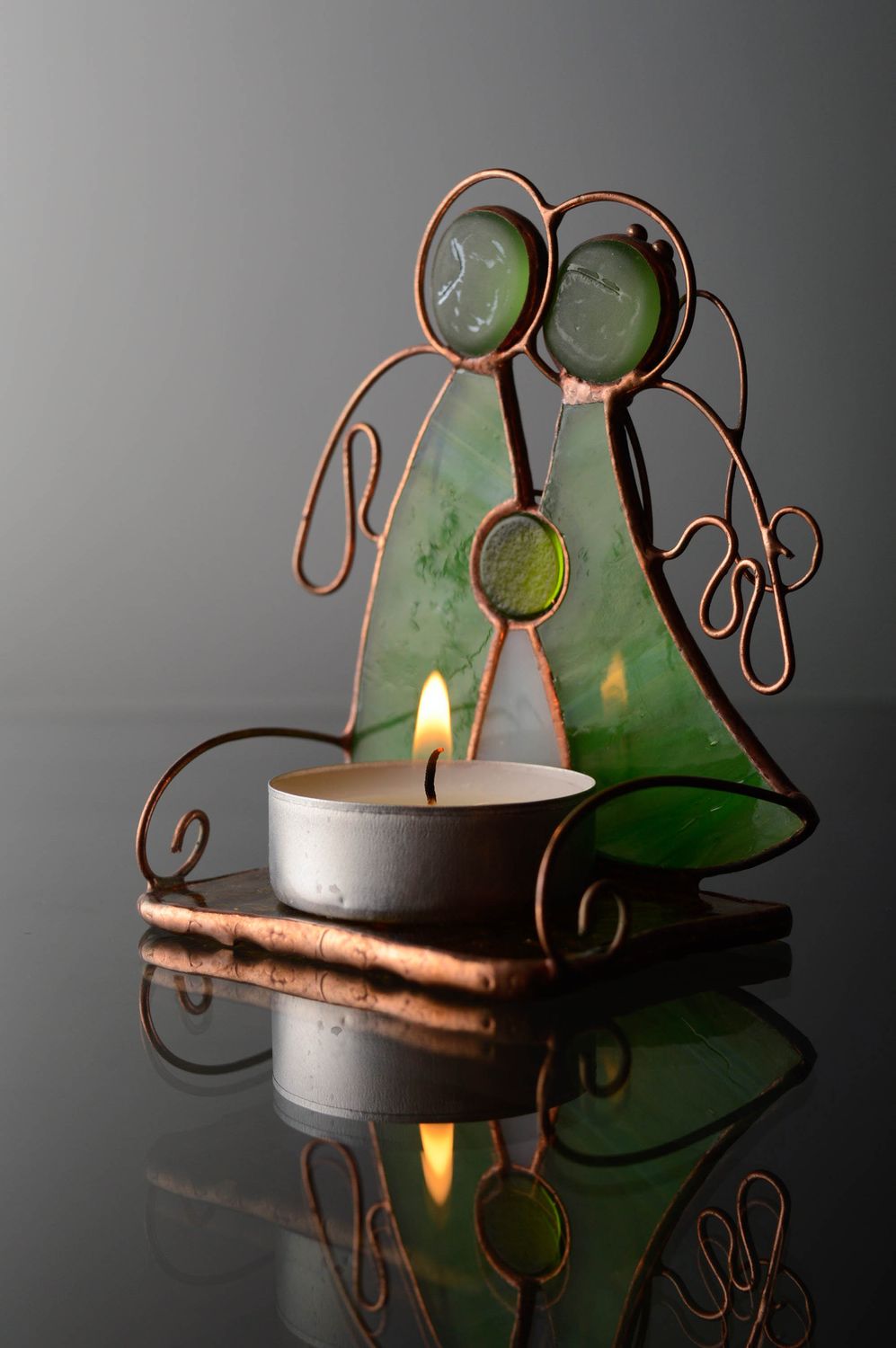 Unusual designer stained glass candlestick photo 3