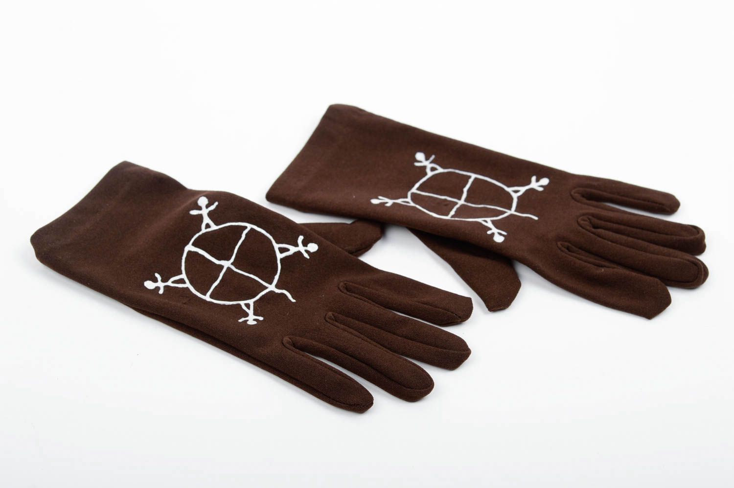 Перчатки ручной работы женские перчатки оригинальный подарок коричневые фото 2