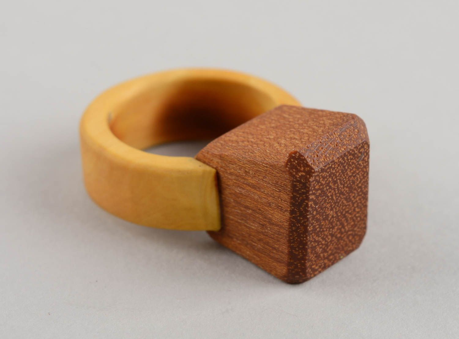 Large carved wooden ring handmade eco friendly accessory designer wood jewelry photo 3