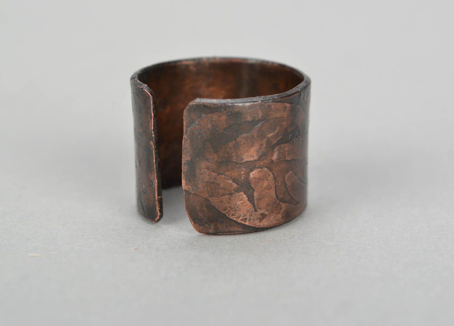 Handgemachter Ring aus Kupfer Blätter foto 4