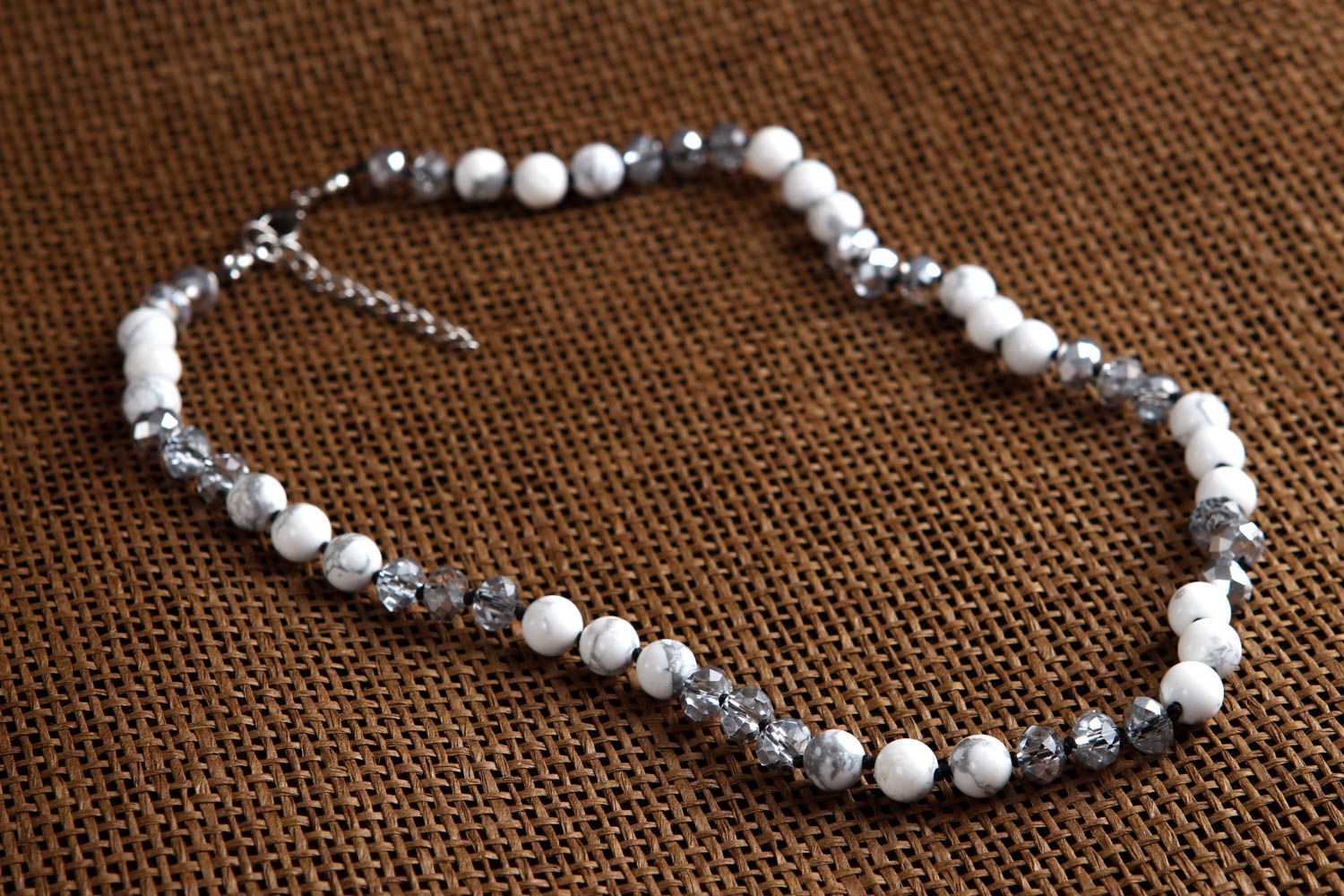 Handmade necklace designer bead necklace stone jewelry unusual accessory photo 5
