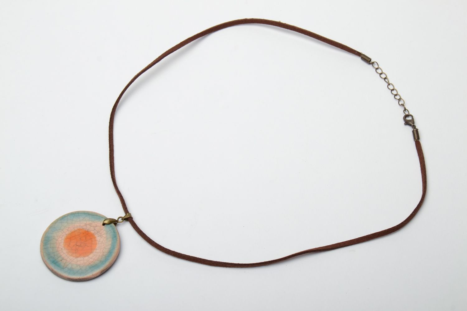 Clay pendant with glaze painting photo 2