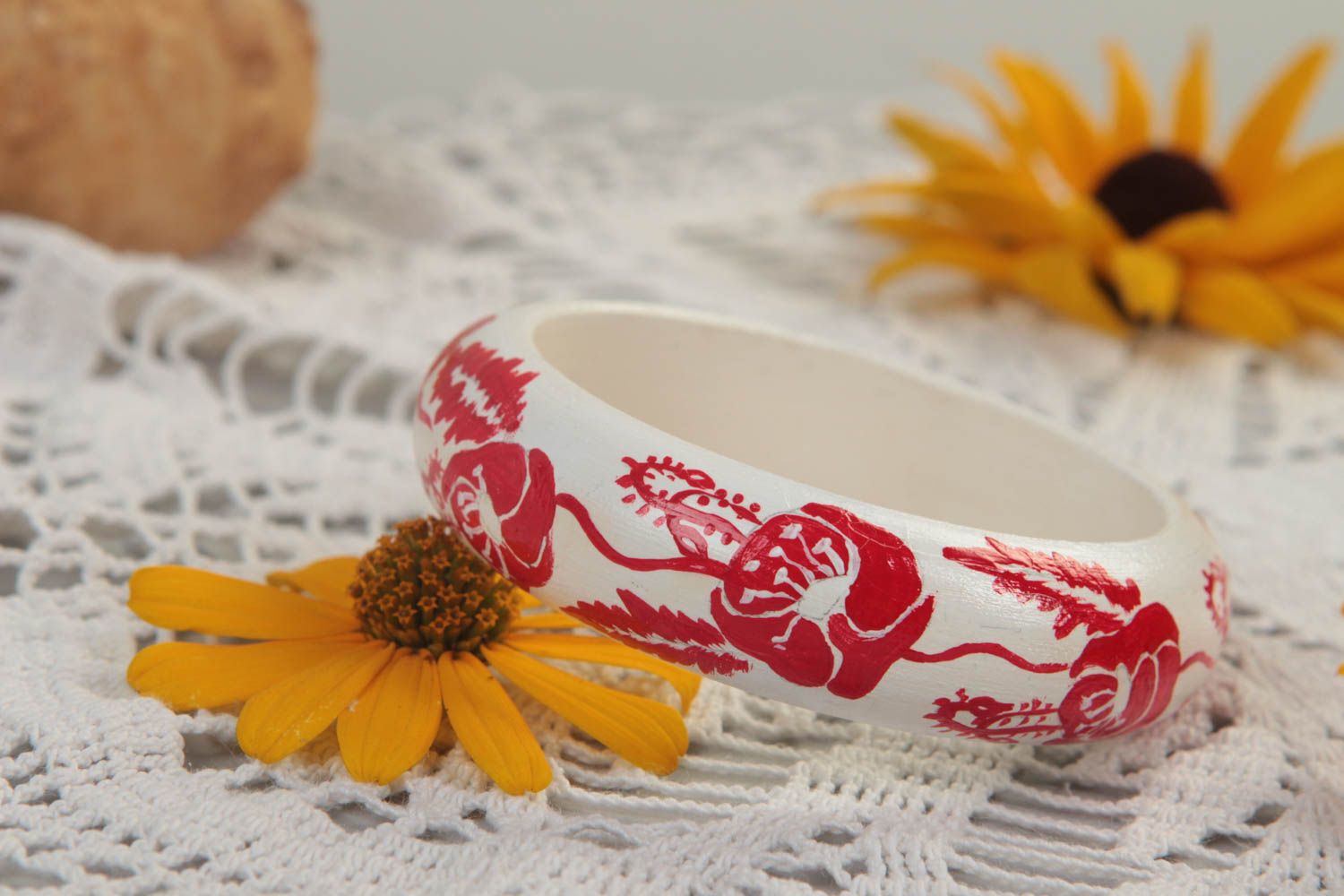 Handmade Armband Armband aus Holz Armband Frauen Schmuck für Frauen rot weiß foto 2