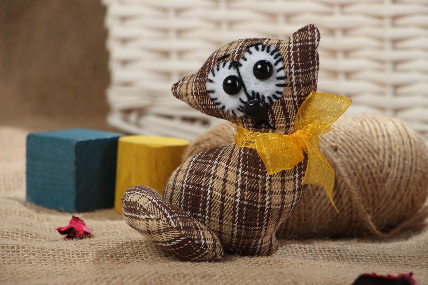 Designer soft toy made of cotton Cat photo 5