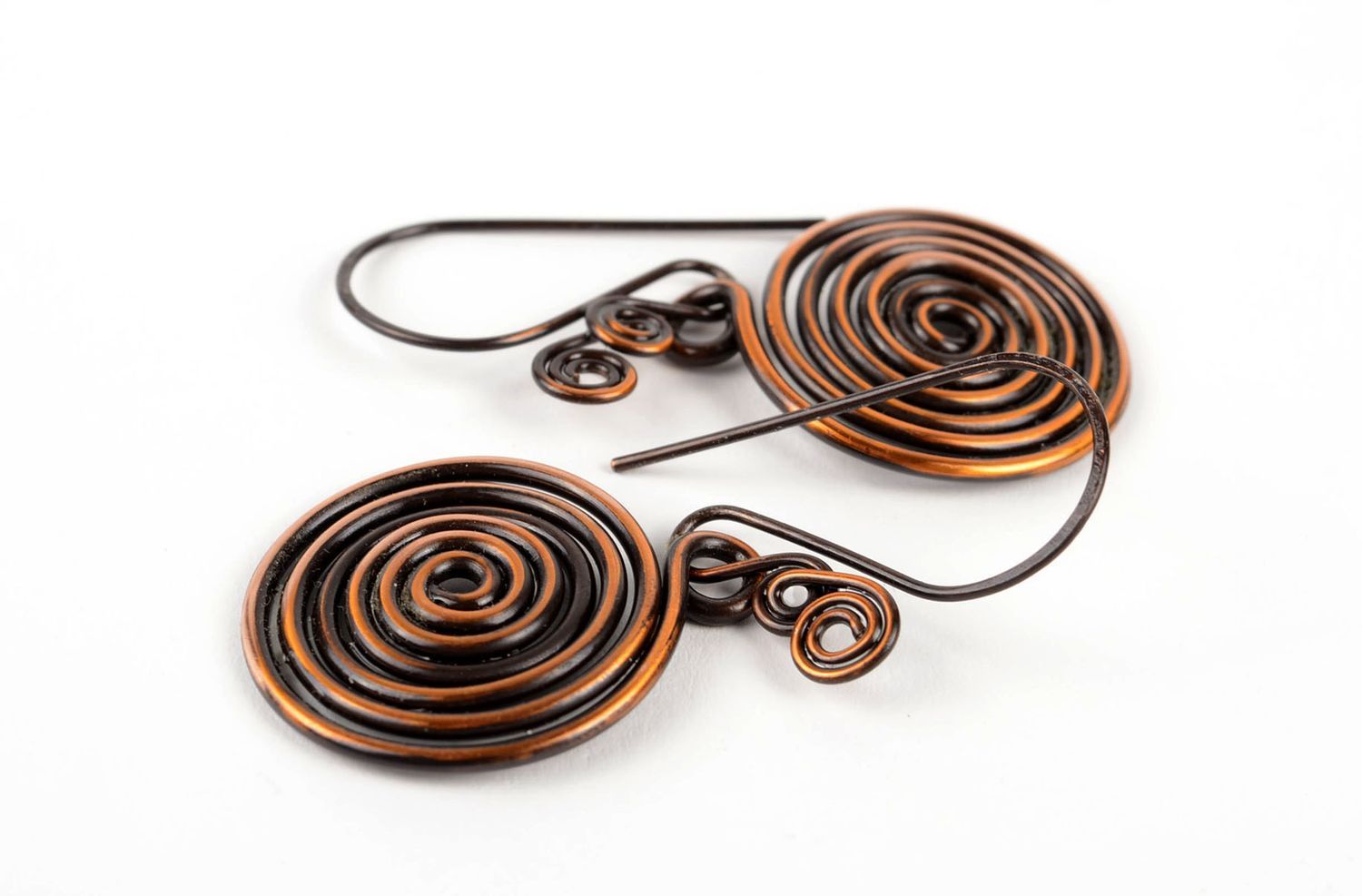 Handmade modische Kupfer Ohrringe Designer Schmuck Accessoire für Frauen Spirale foto 3