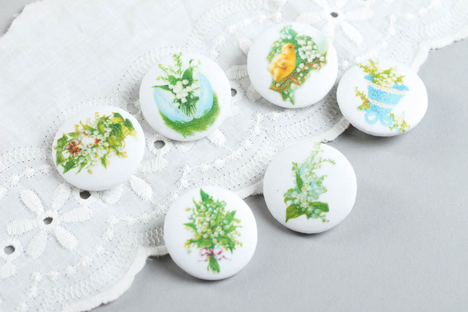 Handmade fabric button plastic button 6 handmade buttons fittings for clothes photo 1