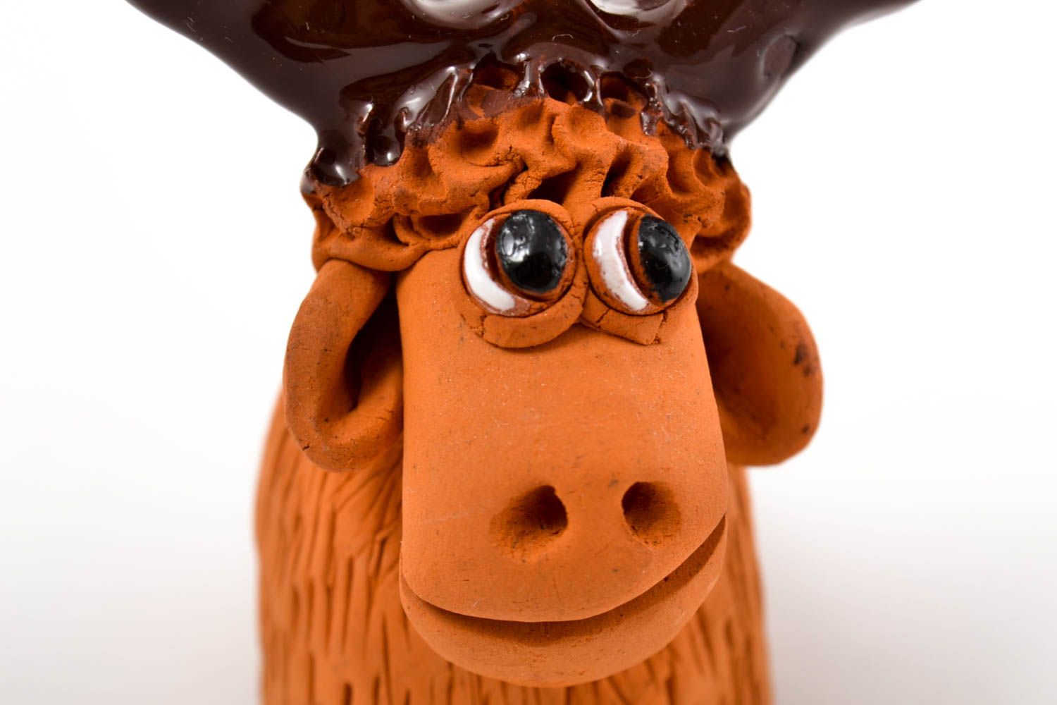 Фигурка животного статуэтка ручной работы игрушка из глины лось с рогами фото 2