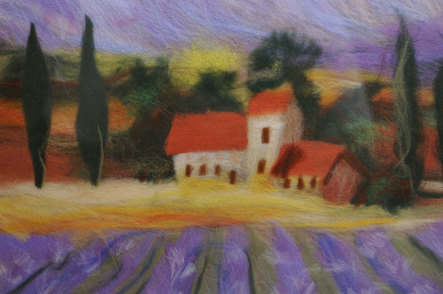 Watercolor woolen painting Landscape of Tuscany photo 3