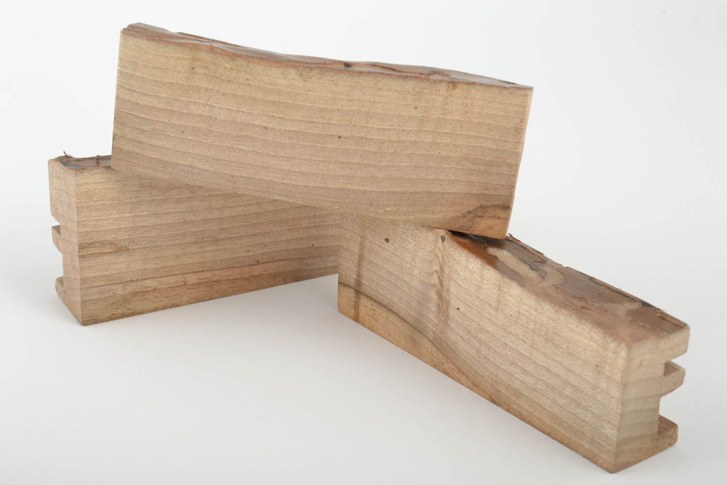Accessoires écolos en bois supports pour tablettes faits main 3 pièces bruns photo 4