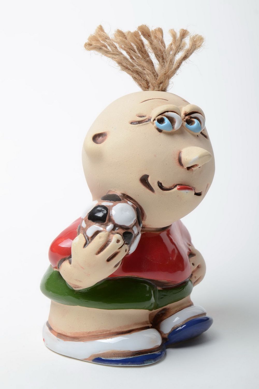 Handmade designer painted semi porcelain figurine Boy with Ball home decor photo 5