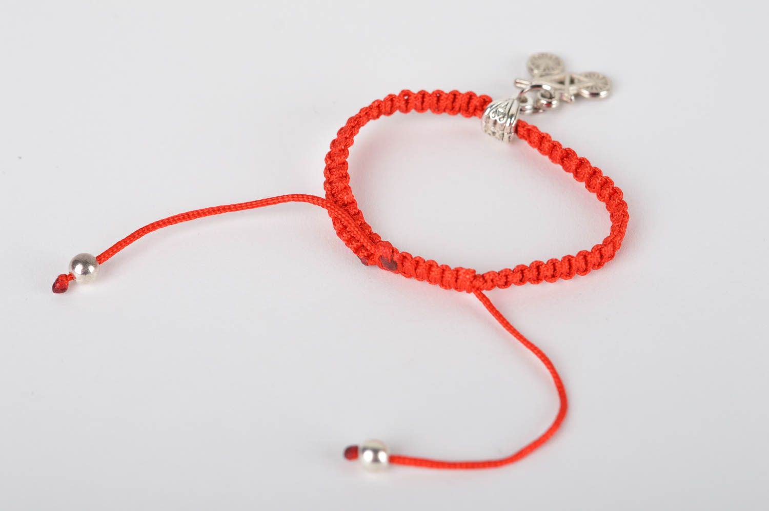 Stylish handmade wrist bracelet red textile bracelet fashion accessories photo 5