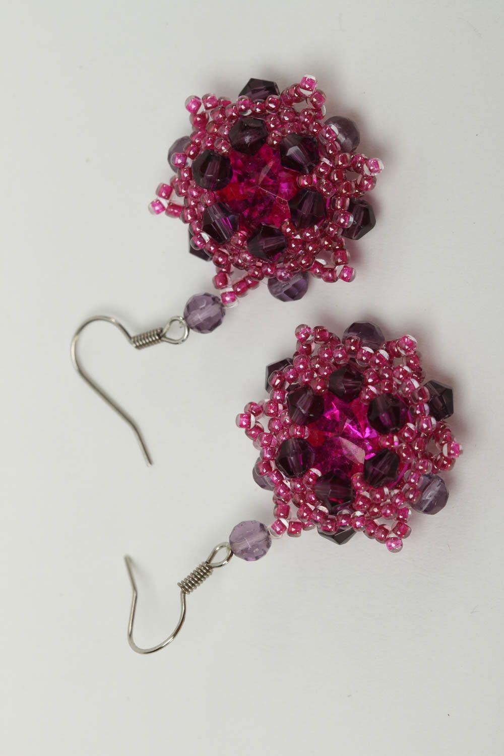 Handmade lila Glasperlen Ohrringe Designer Schmuck Accessoire für Frauen foto 2