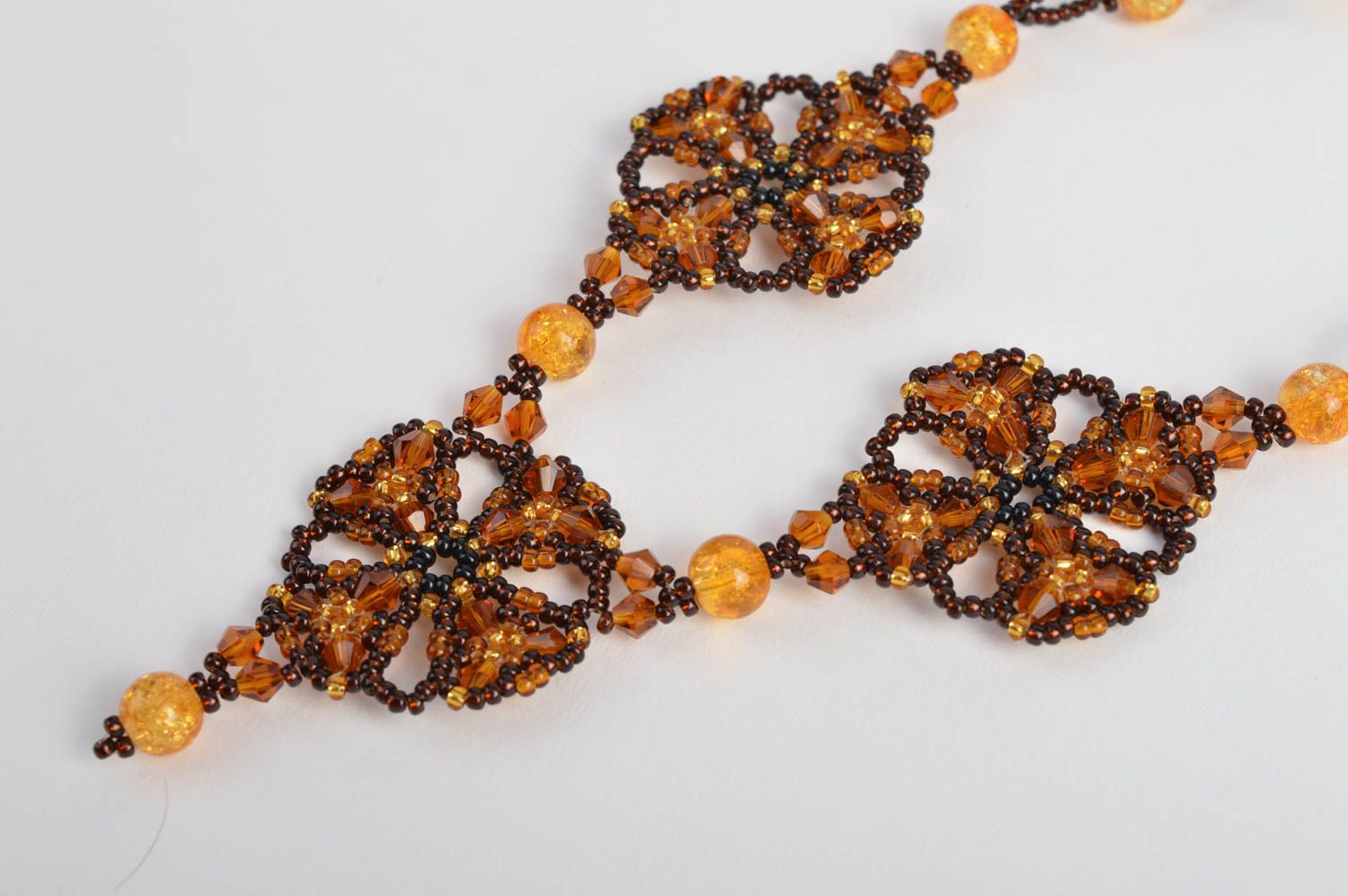 Frauen Halskette handmade Glasperlen Schmuck Geschenk für Frauen in Braun  foto 4