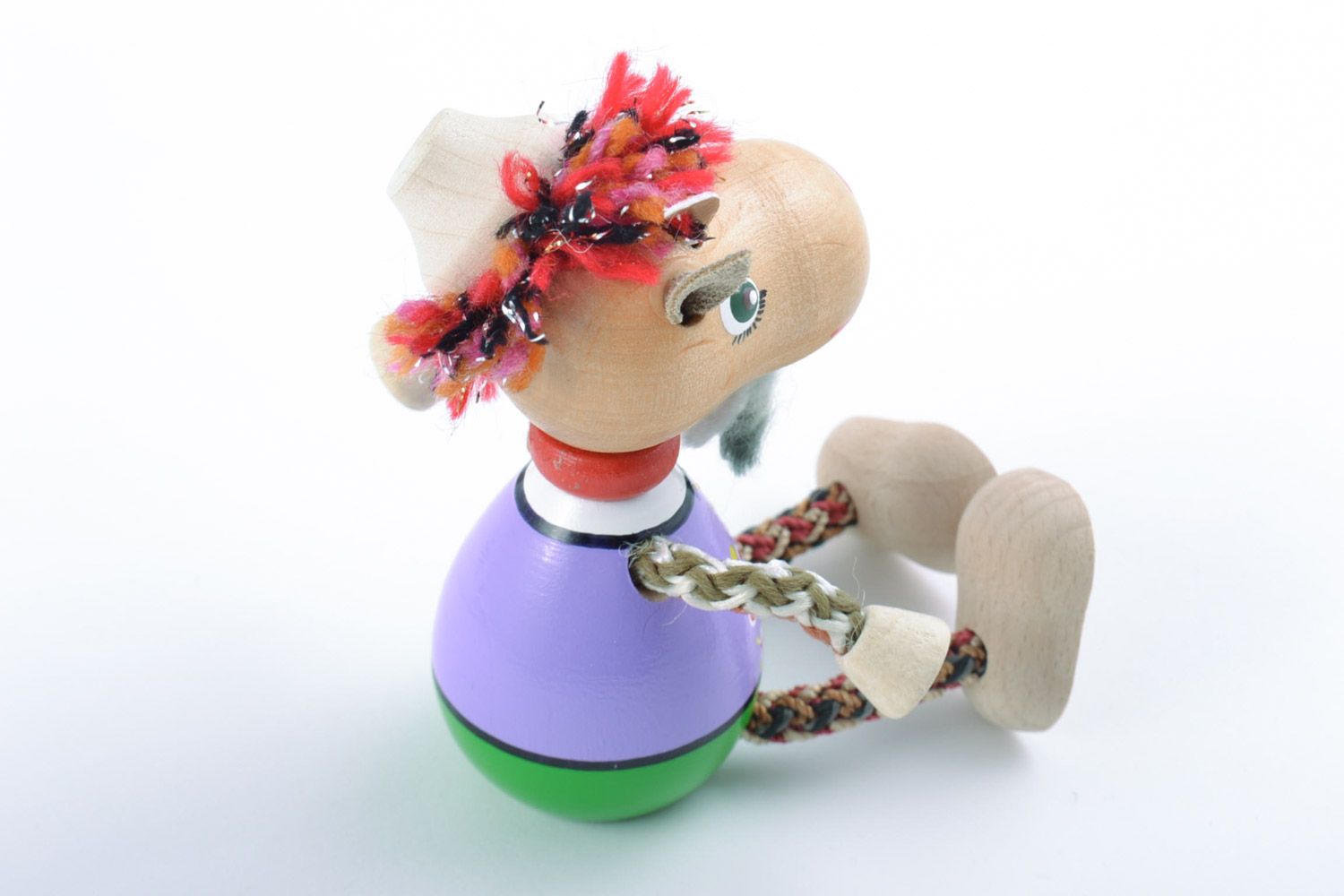 Деревянная эко игрушка козлик с росписью красками ручной работы маленький милый фото 4