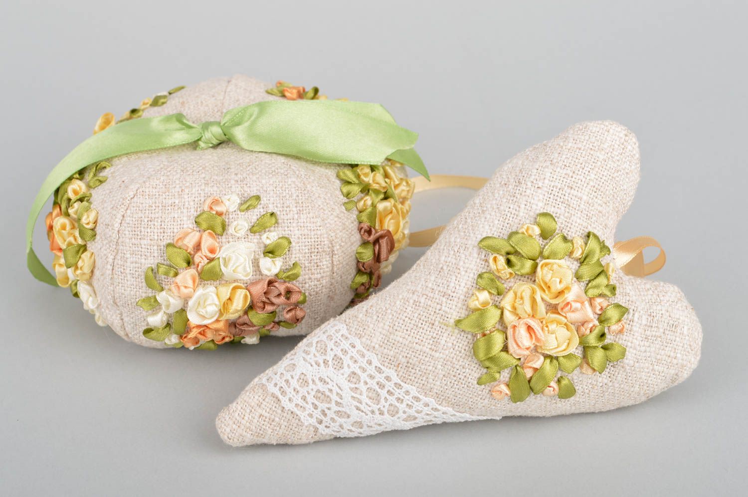 Комплект подвесок для дома из натуральной ткани ручной работы красивые 2 шт фото 2