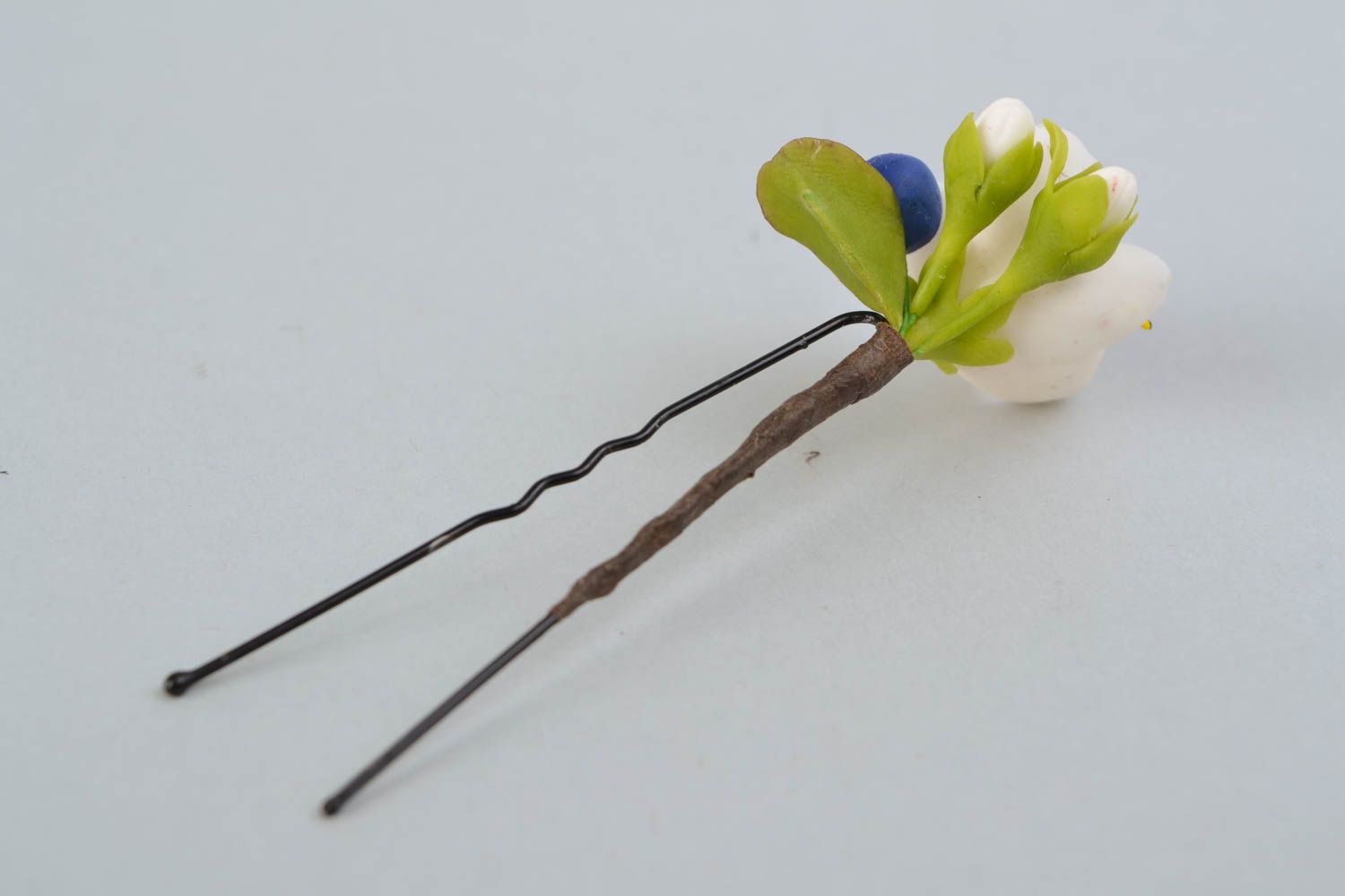 Hair pin made of self-hardening Thai clay Apple Bloom photo 4