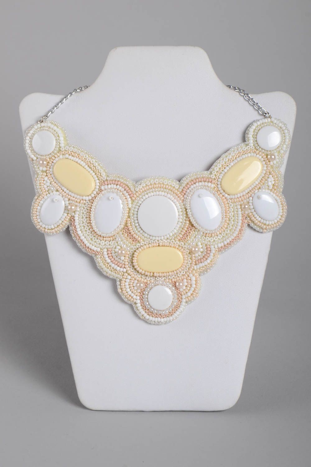 Handmade designer necklace unusual beaded necklace evening jewelry gift photo 2