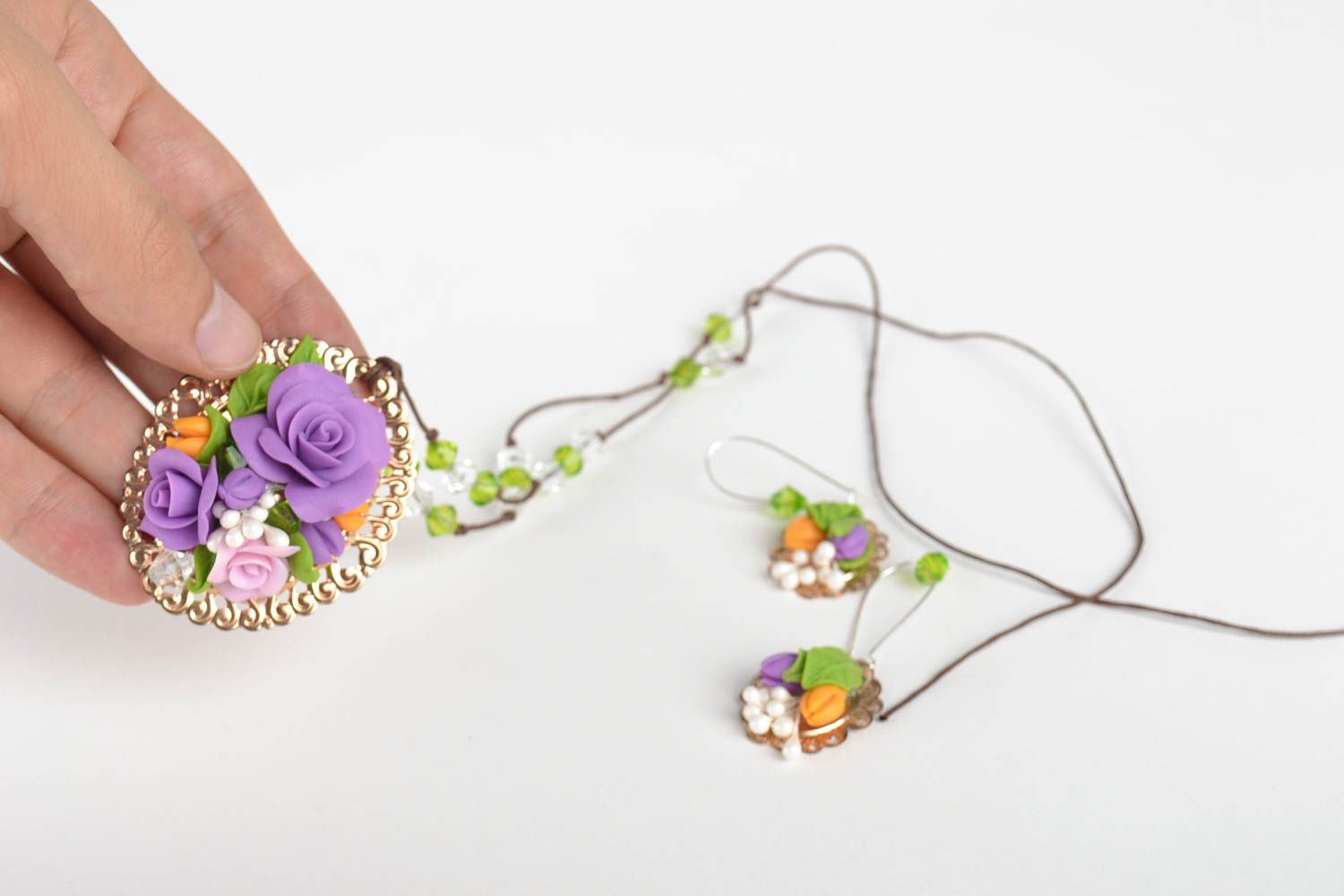 Jewelry set flower jewelry handmade earrings pendant necklace fashion jewelry photo 5