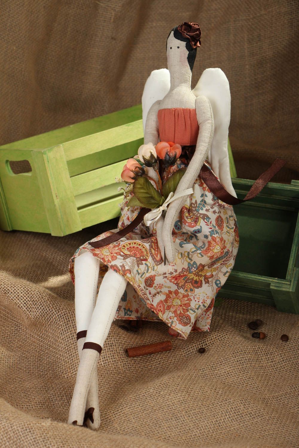 Винтажная кукла из хлопка и льна фото 5