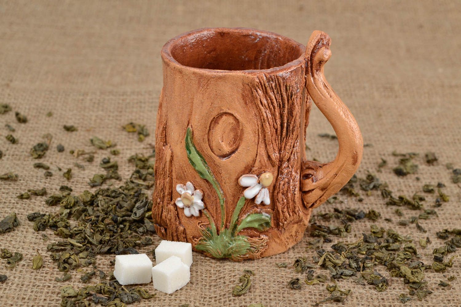 8 oz ceramic glazed forest style handmade cup 0,94 lb photo 1
