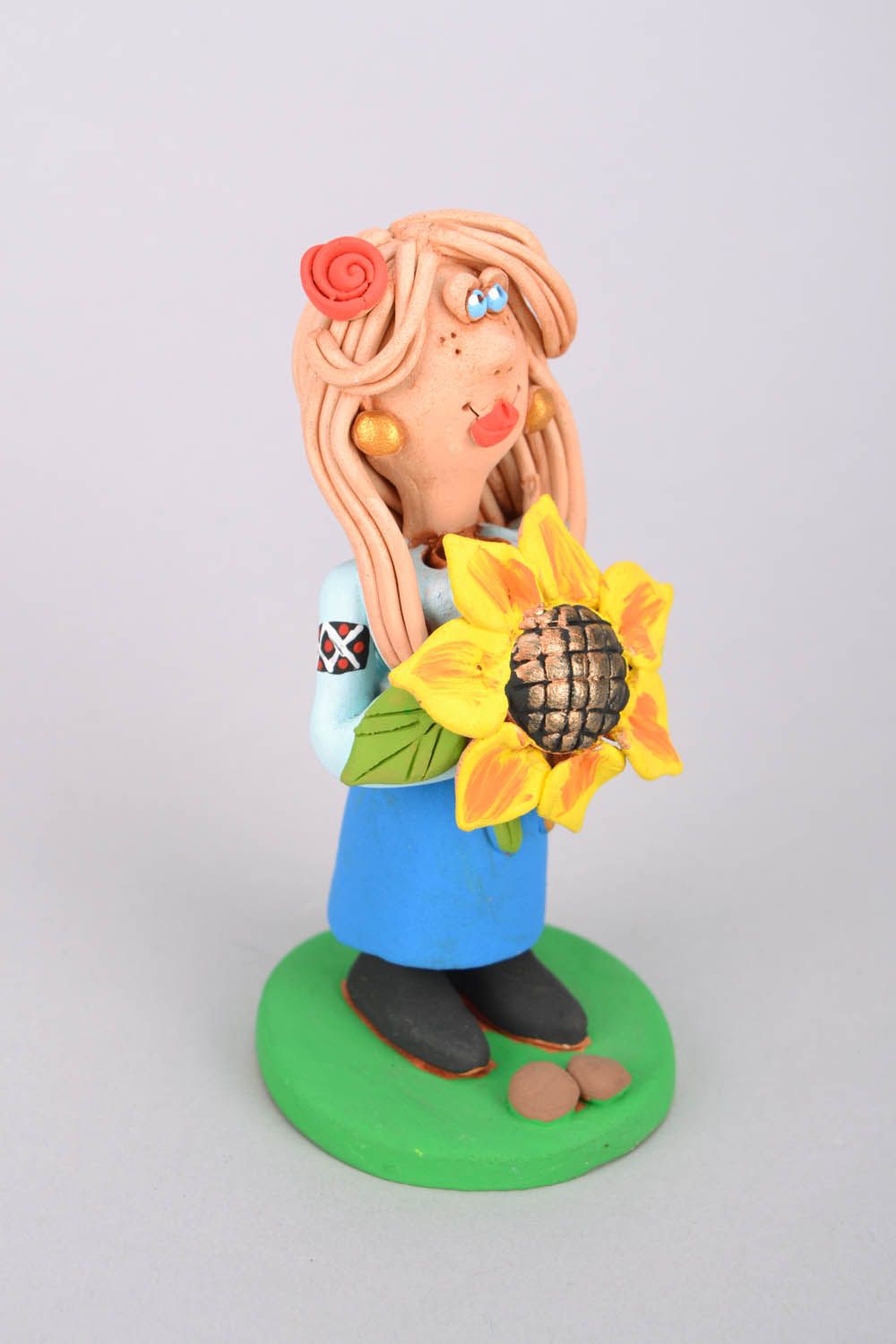 Ceramic Figurine Lady with Sunflower photo 3