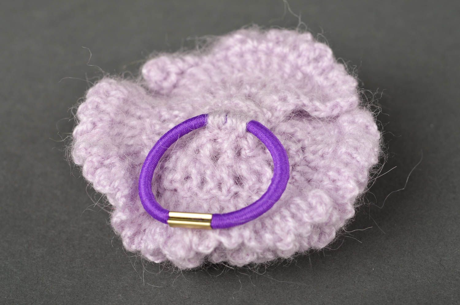 Handmade crocheted hair tie unusual lilac hair tie cute children accessory photo 5