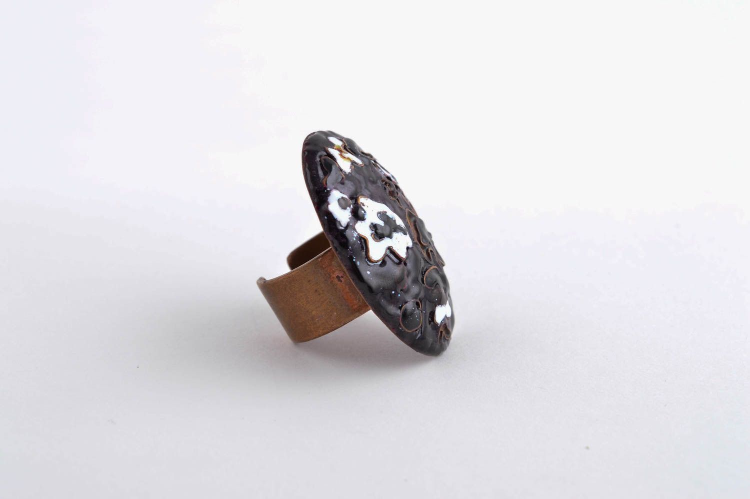 Handmade massive metal ring unusual stylish ring elegant female accessory photo 3