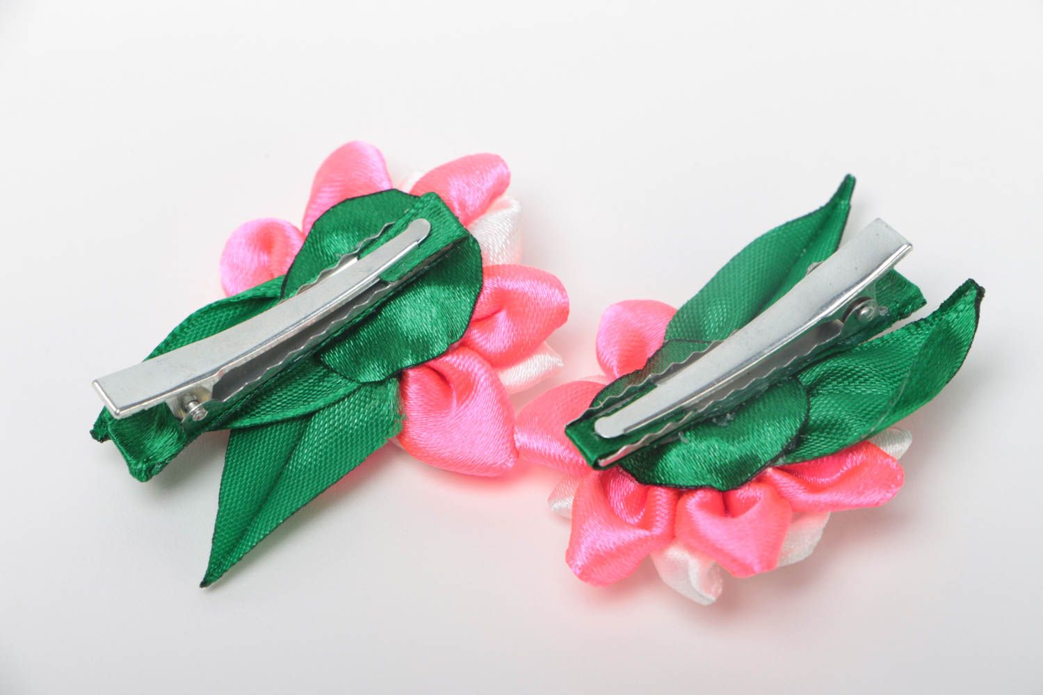 Set of flower hair clips handmade unusual accessories jewelry for hair 2 pieces photo 4