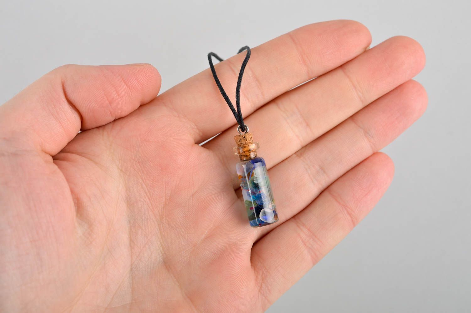 Handmade jewelry glass vial necklace small glass vial pendant gifts for girls photo 5