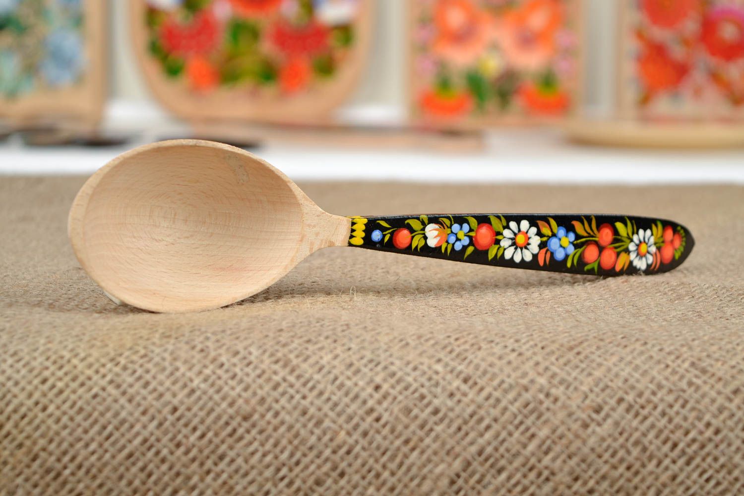 Cucchiaio di legno dipinto fatto a mano attrezzi da cucina stoviglie di legno  foto 1
