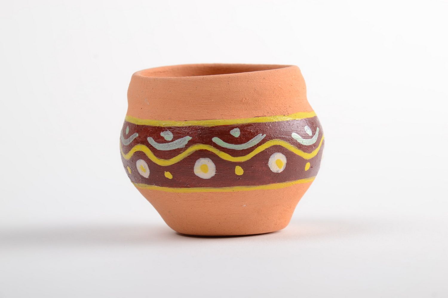Декоративная глиняная вазочка небольшая расписная ручной работы красивая 100 мл фото 5