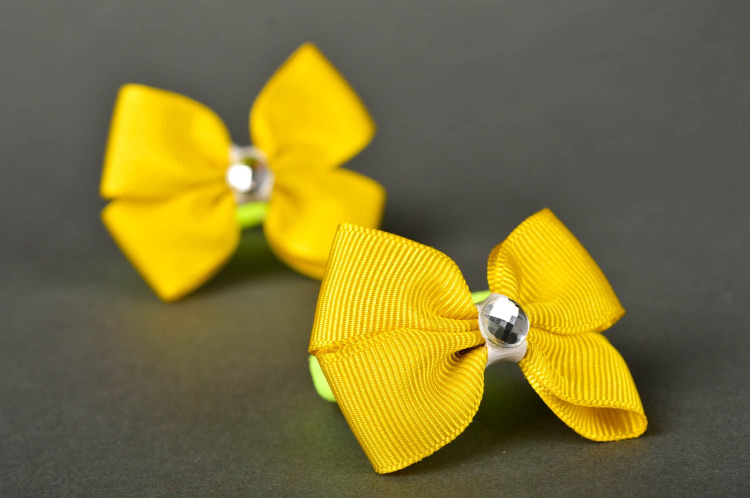 Gomas para el pelo amarillas artesanales accesorios para niñas regalo original foto 2