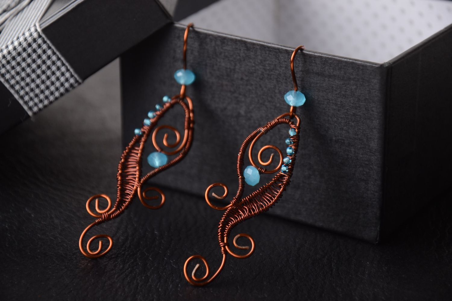 Handmade Metall Ohrringe ausgefallener Ohrschmuck Ohrringe für Damen aus Kupfer foto 1